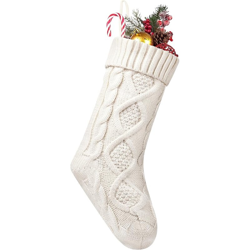 Cream cable knit stocking