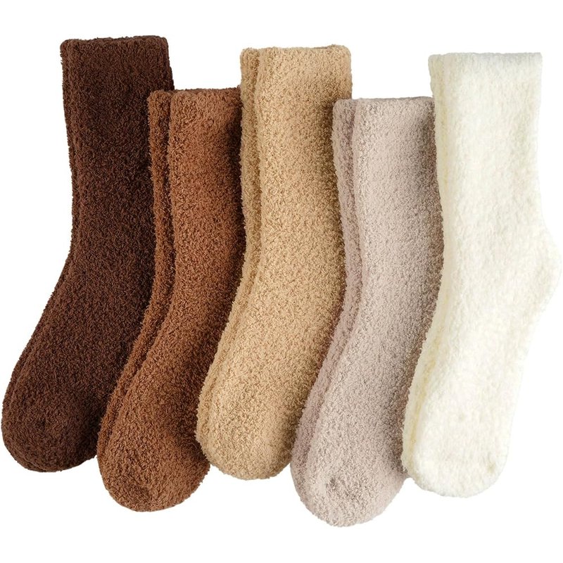 Fuzzy slipper socks in fall neutrals