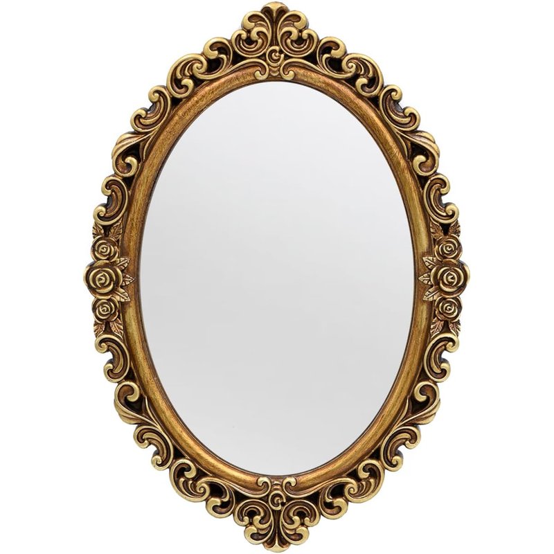 Oval scroll mirror, about 20 x 15 in