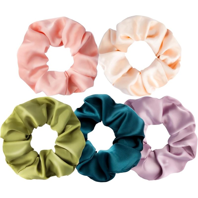 Mulberry silk scrunchies, 5 pack