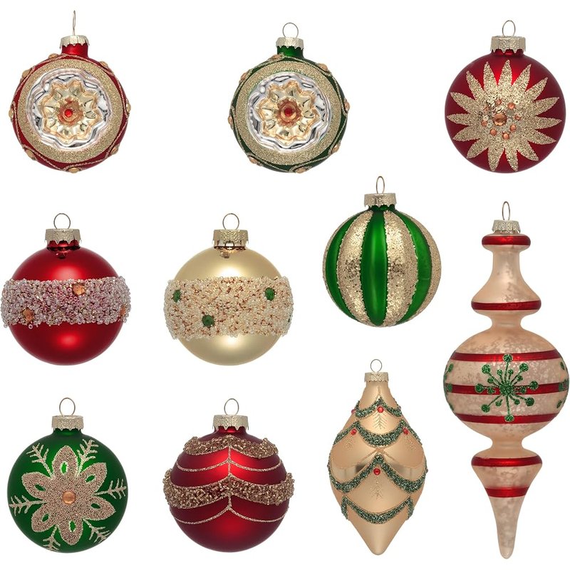Valery Madelyn vintage-style glass ornaments, 10 count