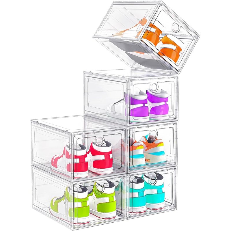 Clear magnetic shoe boxes, 6 pack