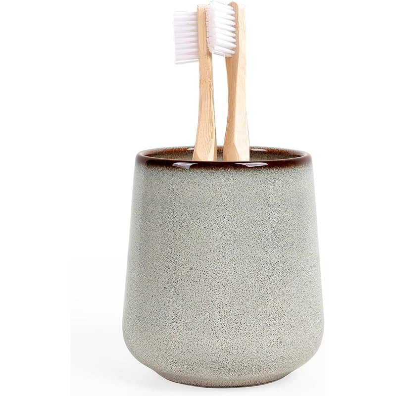 Stoneware toothbrush holder