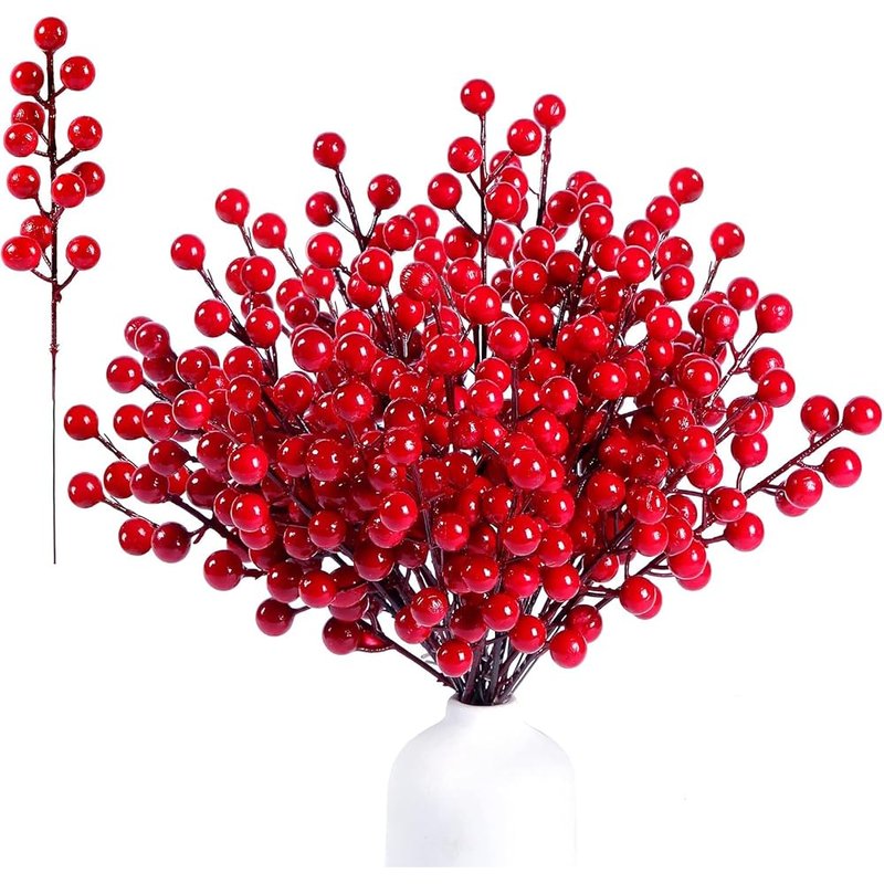 Red berry stems, 60 pack