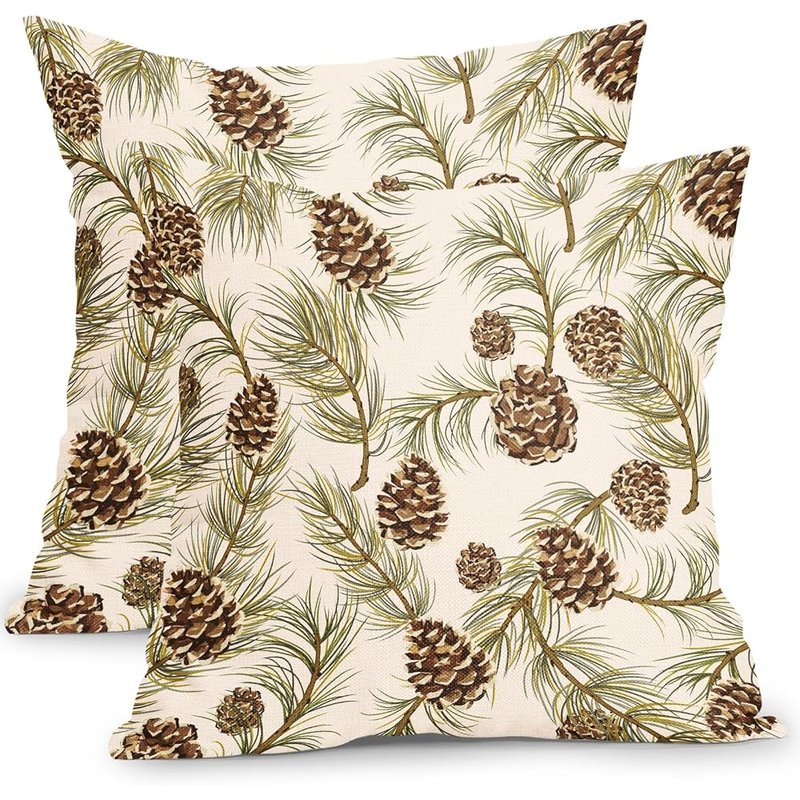 Pine cone pillow covers, set of 2