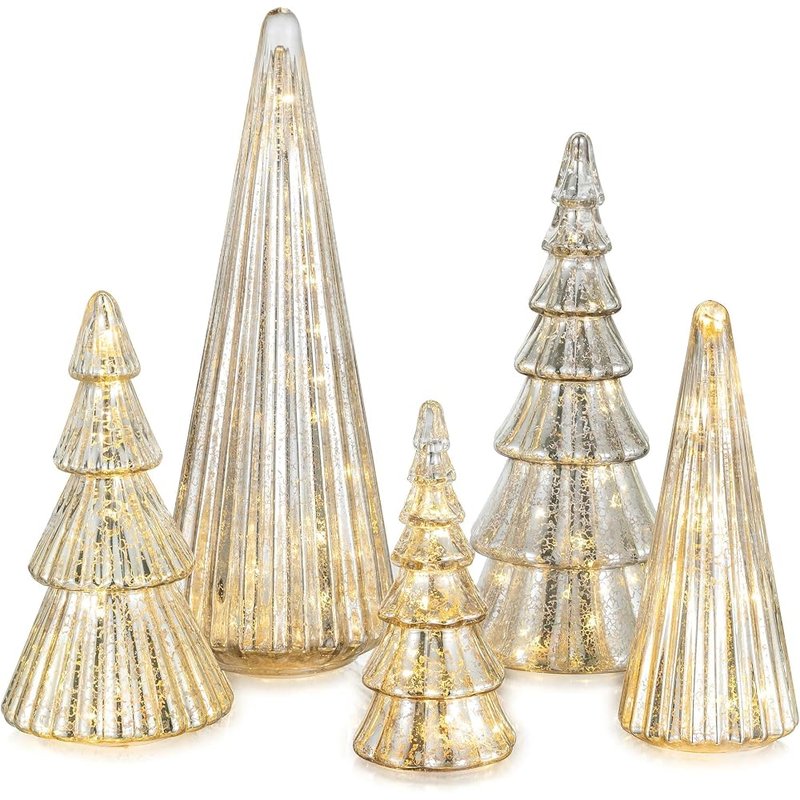 Mercury glass trees, set of 5