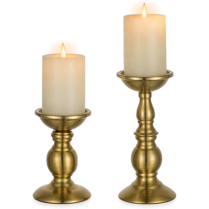 Brass pillar candle holders