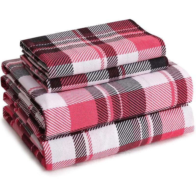 Lonava red plaid flannel sheet set