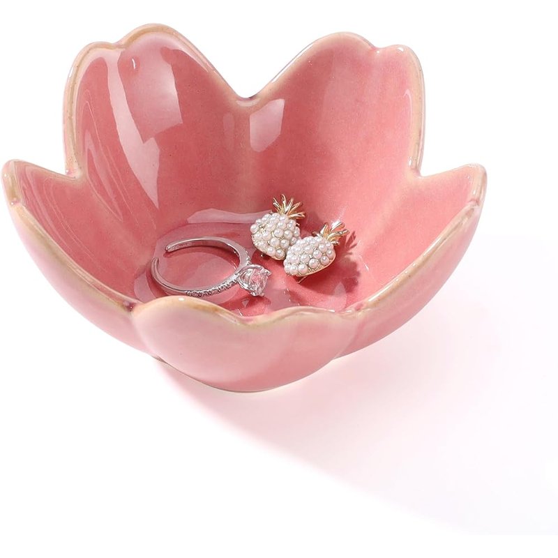 Pink flower ring dish