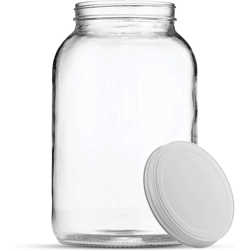 1 gallon glass jar with white lid