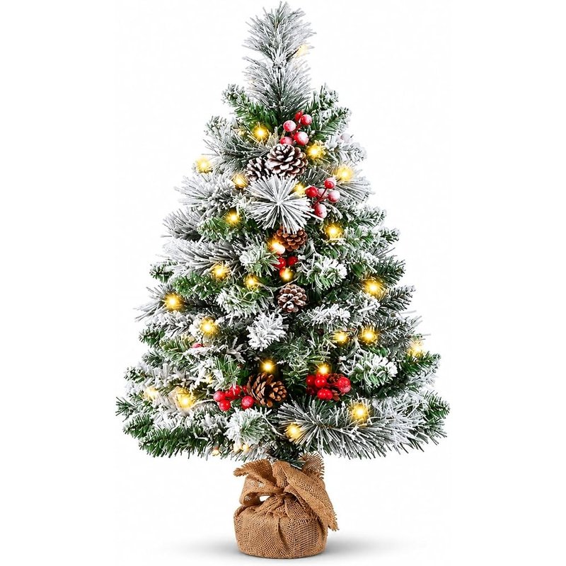 DECSPAS pre-lit snowy mini tree, 3 ft