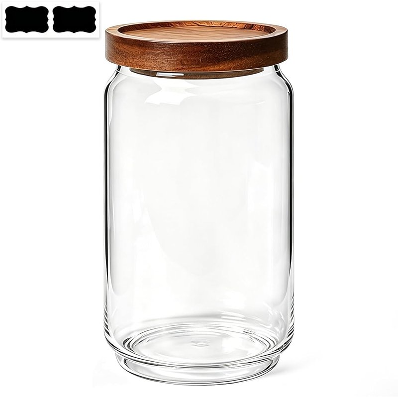 Glass jar with acacia wood lid