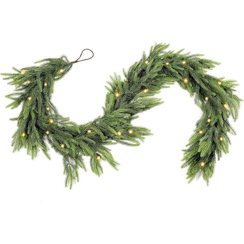 Norfolk pine garland with lights, 6 ft