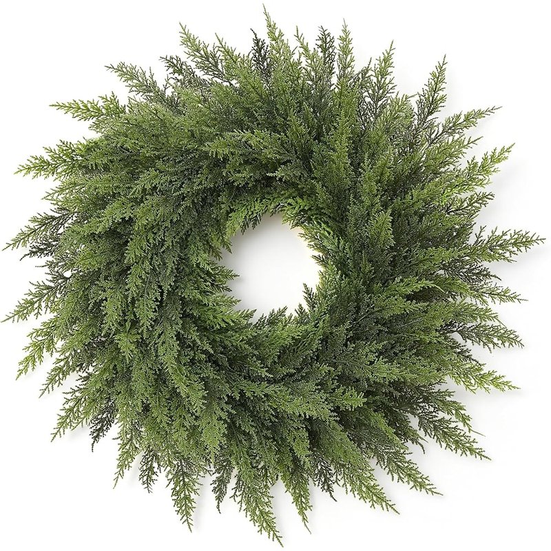 Faux cedar wreath, 24 inch